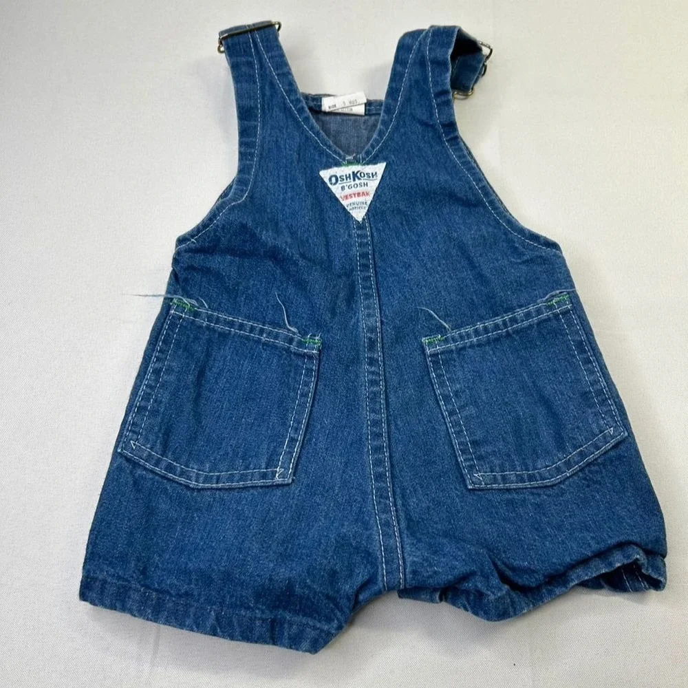 Vintage Oshkosh B'gosh Blue Vestbak Overalls Unisex Baby & Toddler Size 9 Months